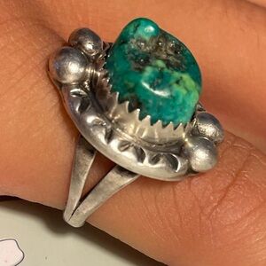 Vintage Native Artist Signed  F.M Wylie  Turquoise Ring